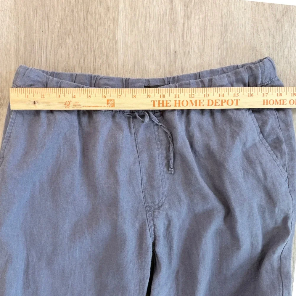 Saks Fifth Avenue Mens XL Linen Pants Blue Grey Coastal Beach Resort Relaxed Fit